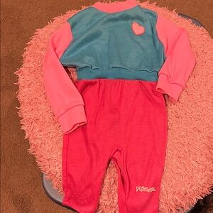 Vintage Playskool baby Pajamas Set - Blue and Pink Heart Design